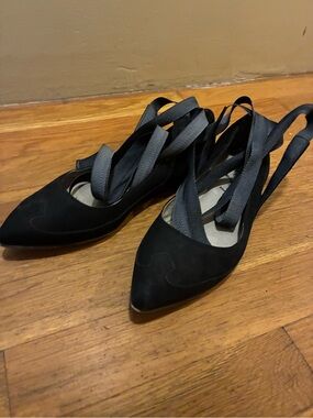 Free People Lavorazione Artigiana Lace Up Pointed Toe Leather Ballet